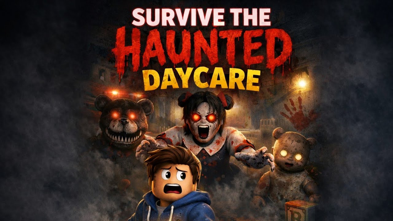 Surviving 2 days in Haunted Day Care on Roblox