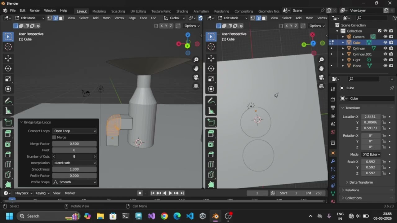 Bridge & Grid Fill in Blender Engine | Blender | How to make a bridge between objects in Blender