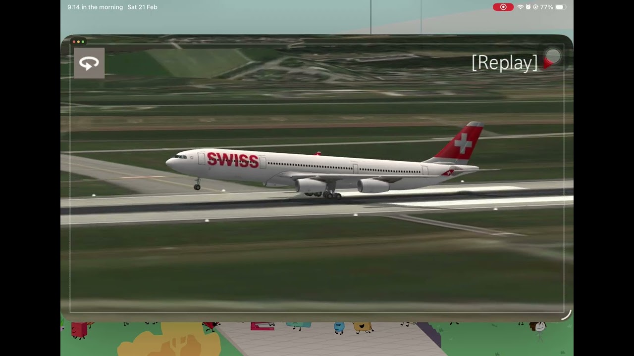 Playing Swiss airline official game called LX flight simulator