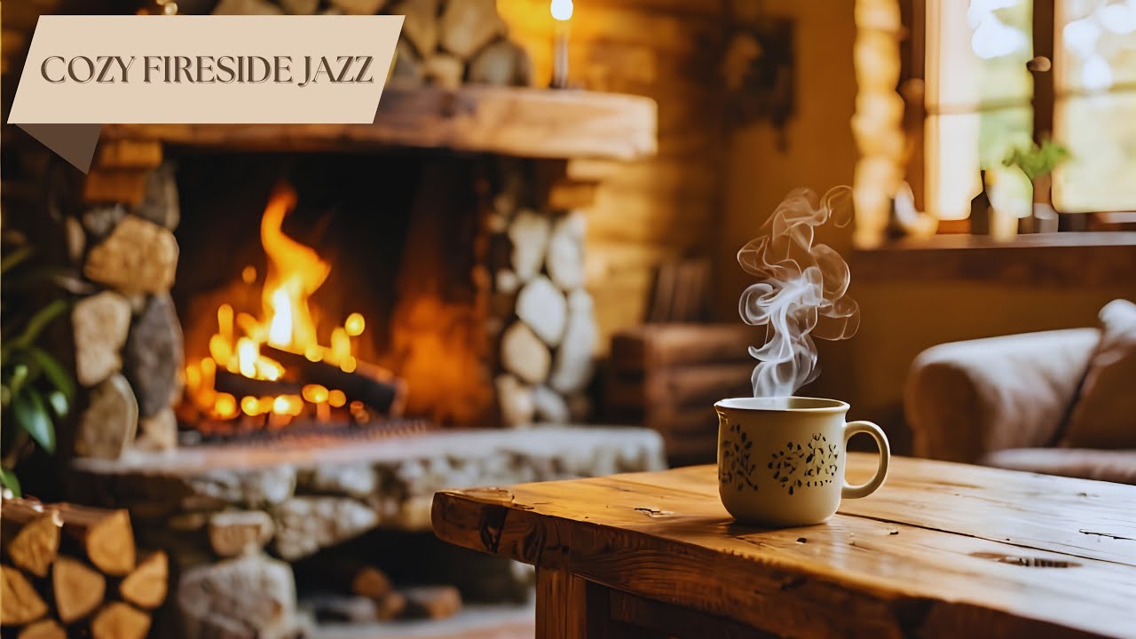 Warm Smooth Jazz Piano at a Rustic Home Fireplace | Cozy Evening Music for Relax & Focus
