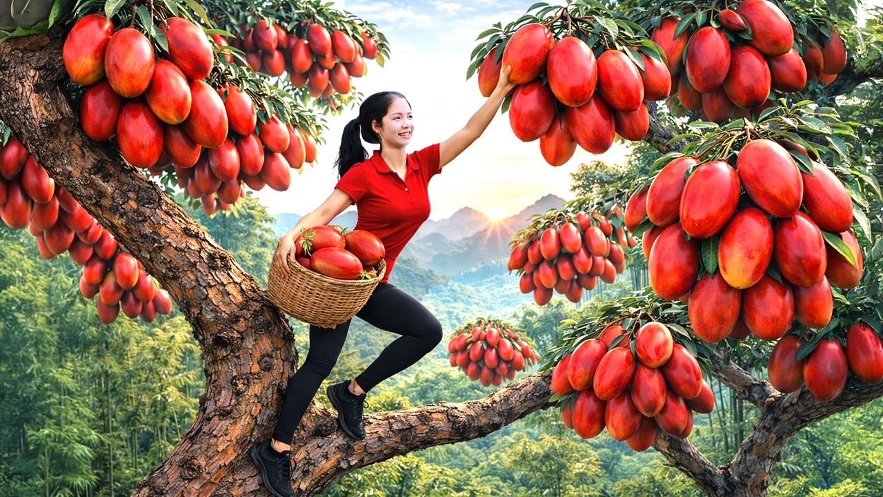 REWIND TIMELAPSE - Harvesting 1000+ King Kong Mango in Amazon Rainforest GoTo Market Sell