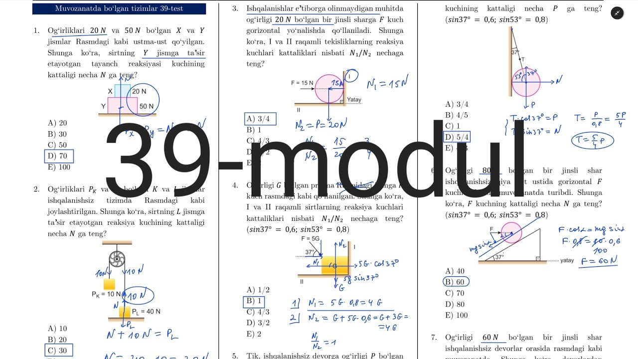 39-modul yechimlari. Turkcha Ayt-fizika tarjima kitobi