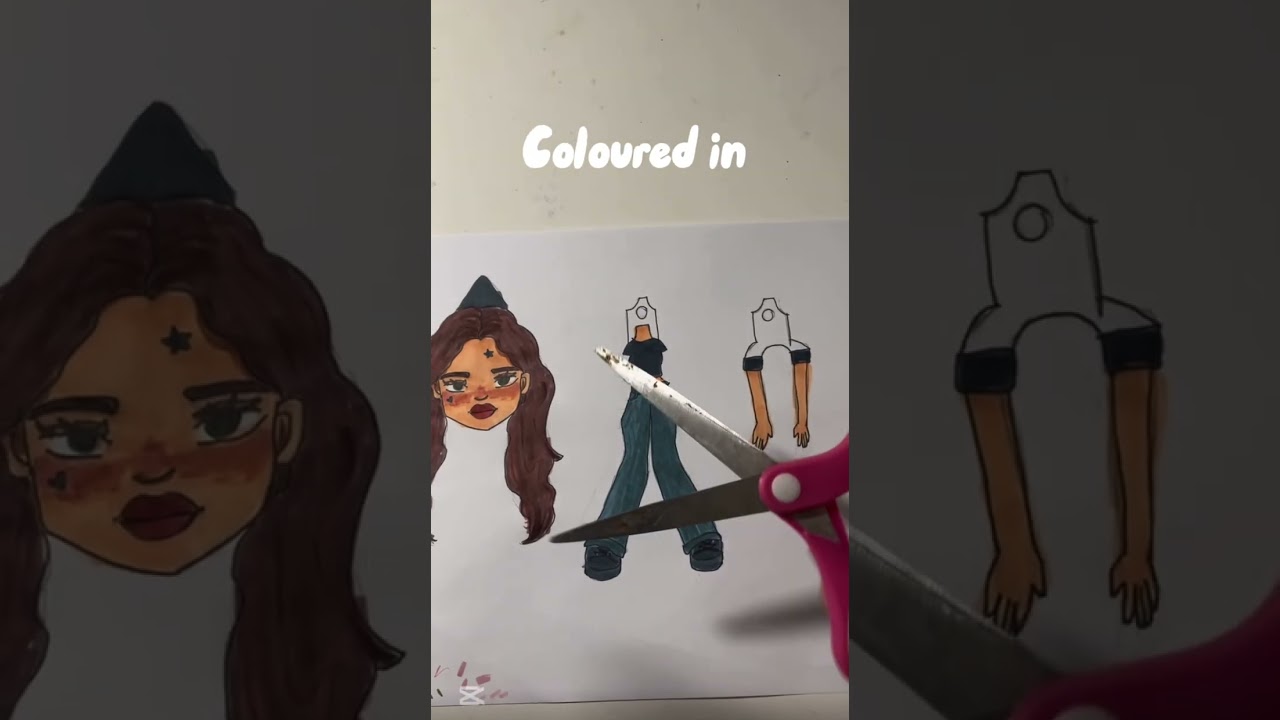 Making a handing paper doll! Credits to @juliagisella for video idea &hearts;️ #paperdoll #art