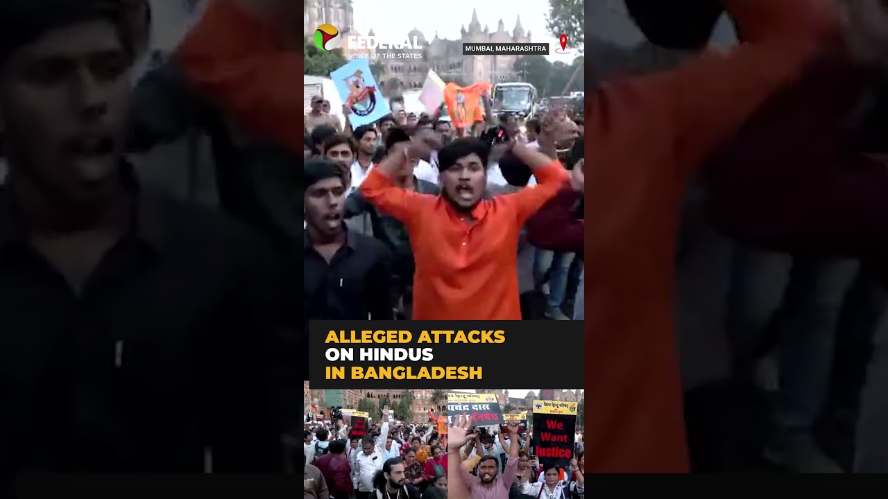 VHP stages protest in Mumbai over attacks on Hindus in Bangladesh
