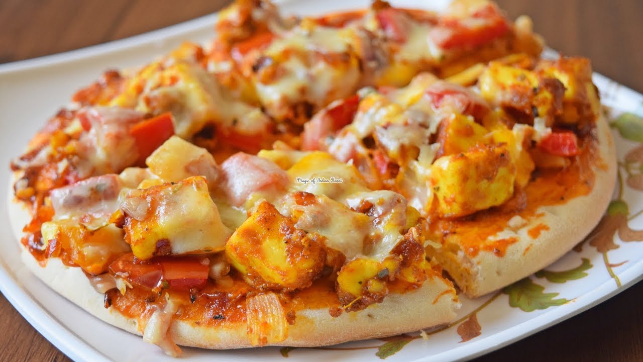 Paneer Tikka Pizza Recipe - Homemade Paneer Pizza without Tandoor - Priya R - Magic of Indian Rasoi