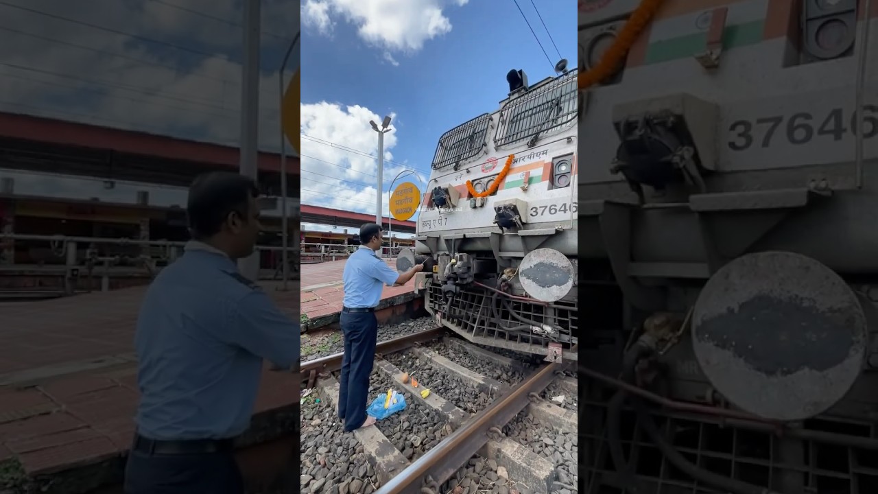 ALP worship their locomotive in the occasion of  Ayudha puja 😍 #indianrailways #konkanrailway