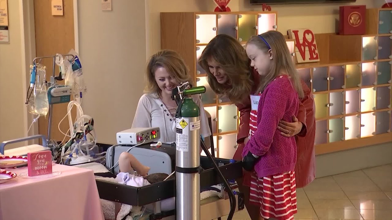 First lady Melania Trump visits young patients at Children's Inn at NIH