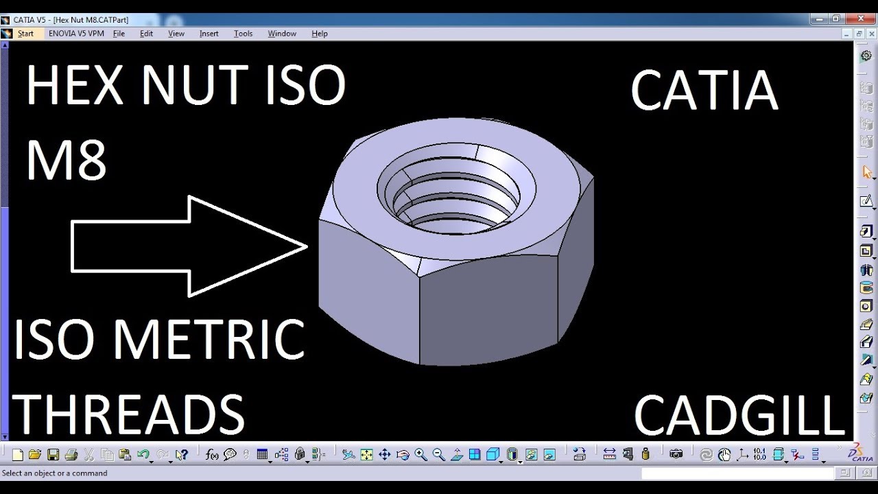 ISO M8 Hex Nut CATIA Video Tutorial