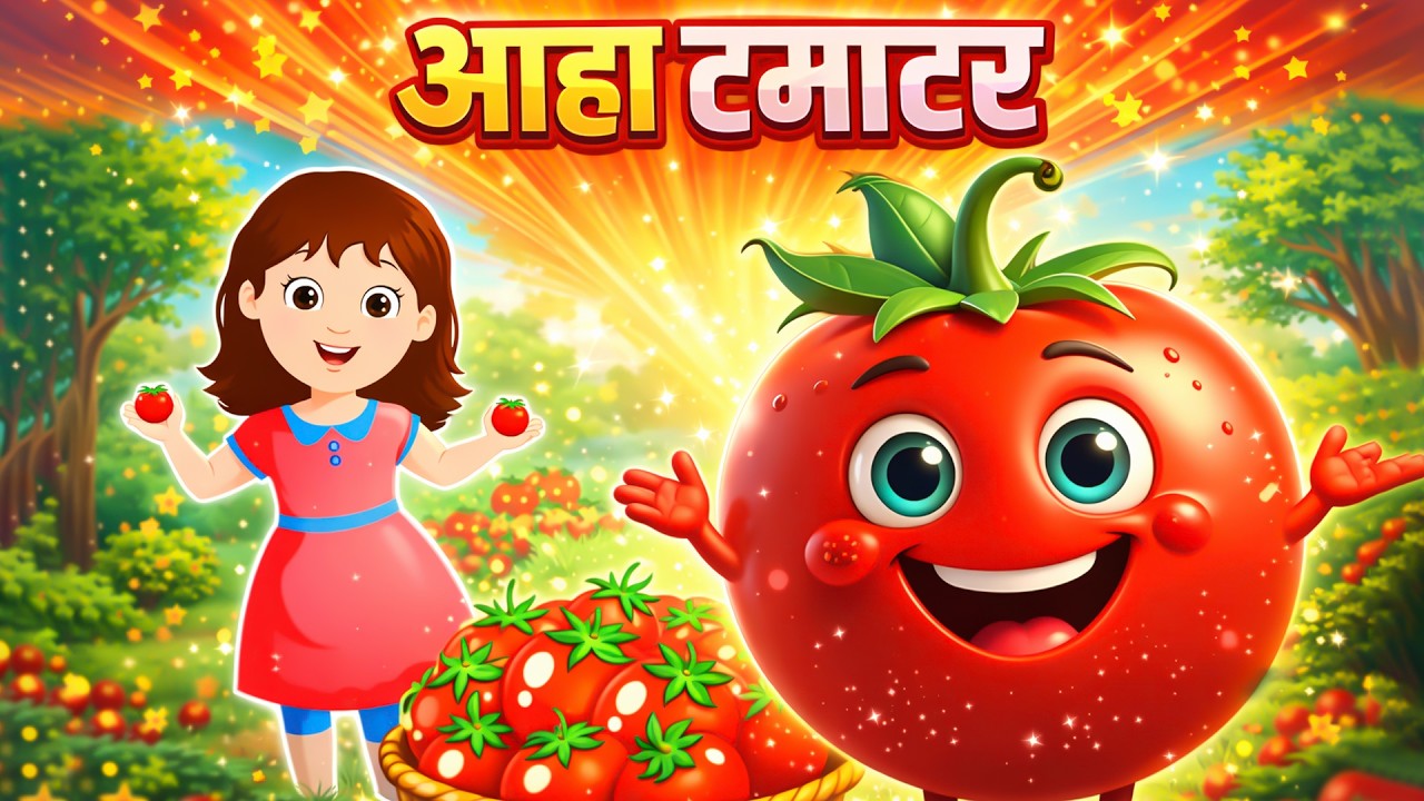 आहा टमाटर - Aaha Tamatar Bade Mazedar | Hindi Rhymes For Childrens | Nursery Rhyme | Kids Rhymes