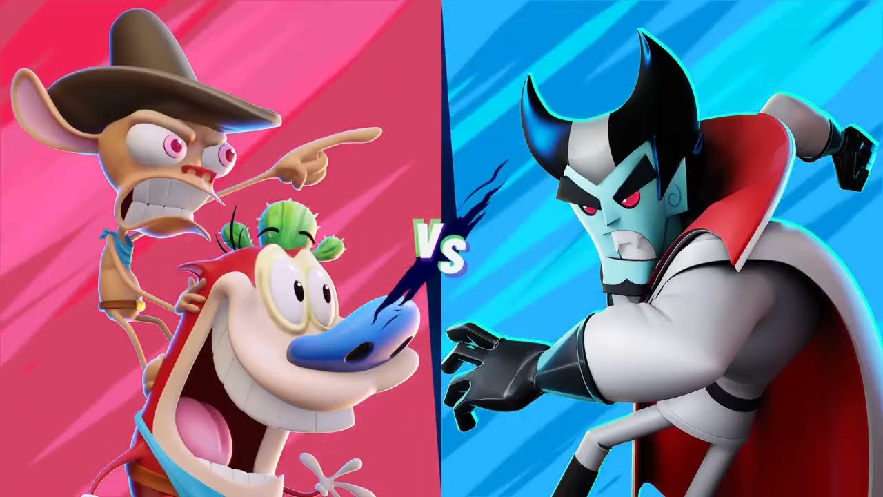 Nickelodeon All-Star Brawl 2 - Ren and Stimpy vs Vlad Plasmius (1st Fight) Interactions