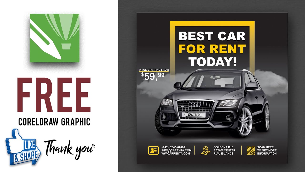 CorelDraw | Car rental promotion social media Instagram post banner