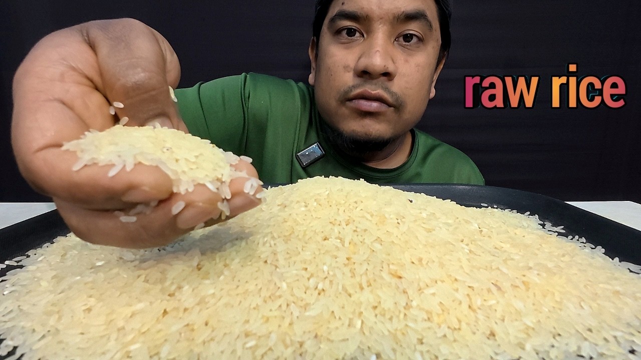 HARD RAW RICE WITH HANDS ✋️ 😋 EATING VIDEOS | RICE EATING | RAW RICE | RAW RICE MUKBANG