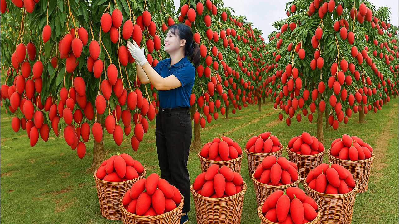Harvesting Rare Red Mango To Sell & Making Sesame Taro - Classic Village Recipe