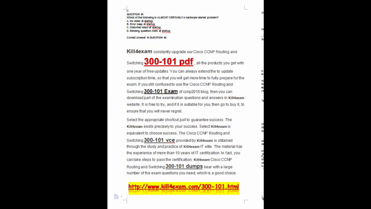 [2017-Jan-NEW] Newest  Cisco 300-101 PDF With New Added Questions Of Kill4exam