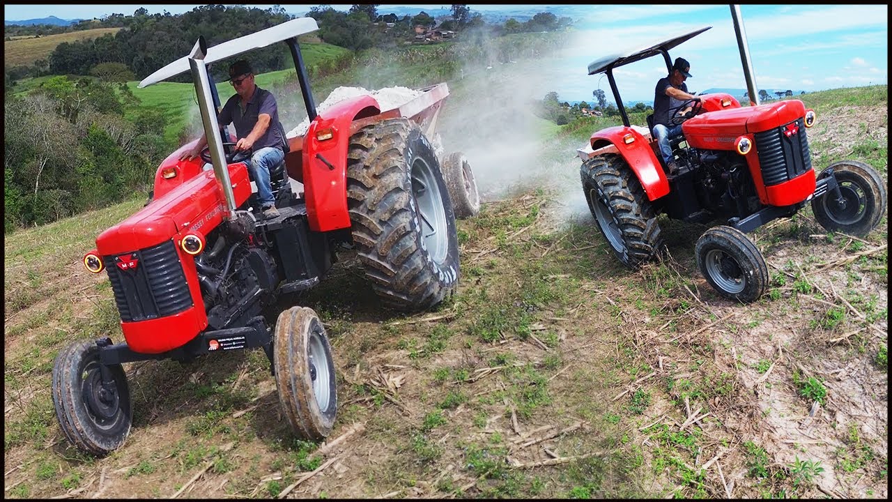 SENSACIONAL VER ESSE TRATOR DE LONGE! JOGANDO CALCARIO NAS AREAS PERIGOSAS DA ROÇA! MF95X TURBO