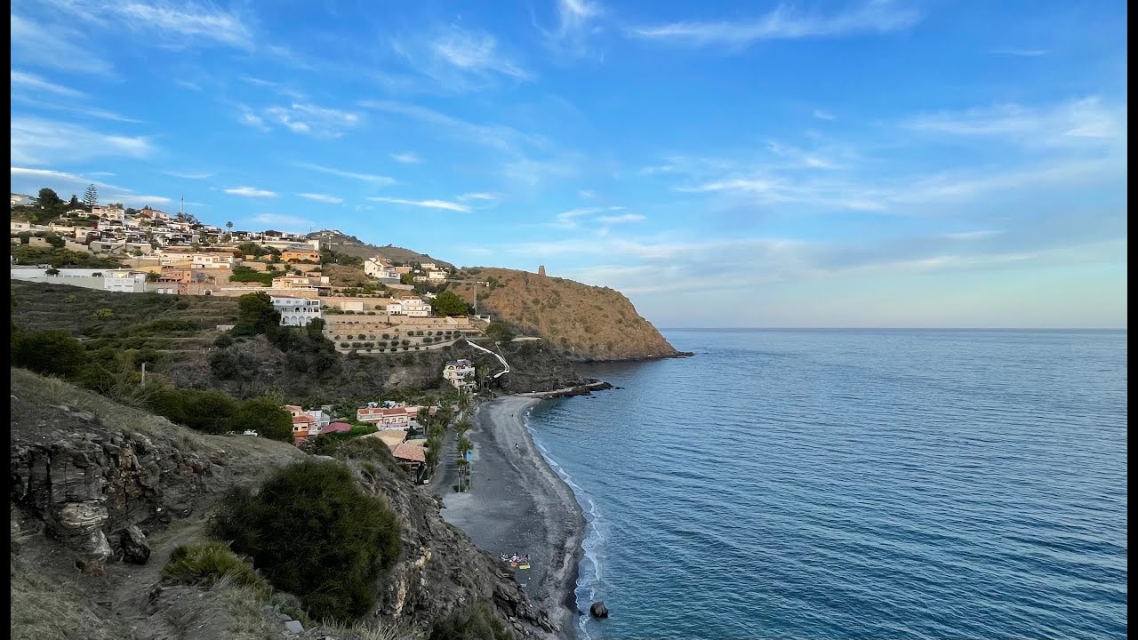 Relaxing coastal cliff walk in Almuñecar, Spain