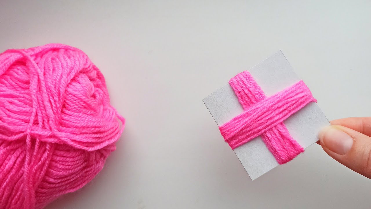 Цветок из пряжи на картоне .Супер легкие идеи .Super Easy Flower Craft Ideas with Woolen