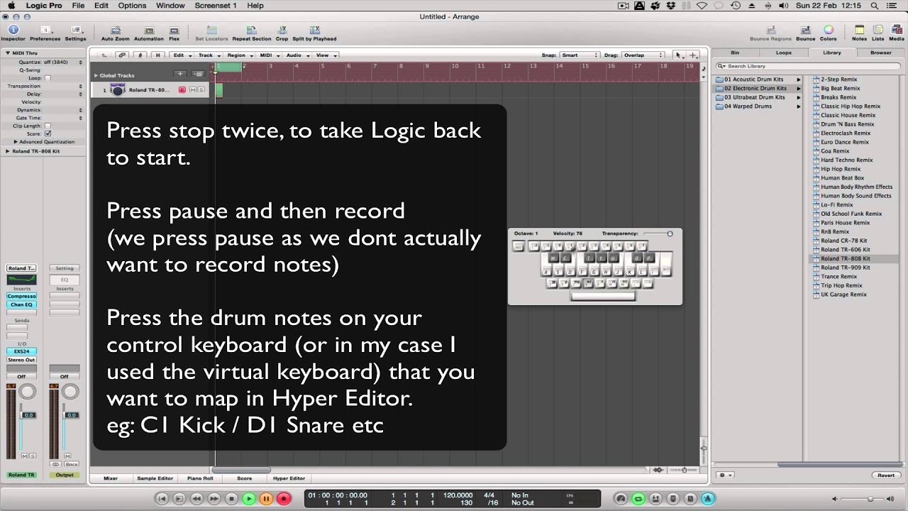 Logic Pro 9 Set up Hyper Editor to Program Beats