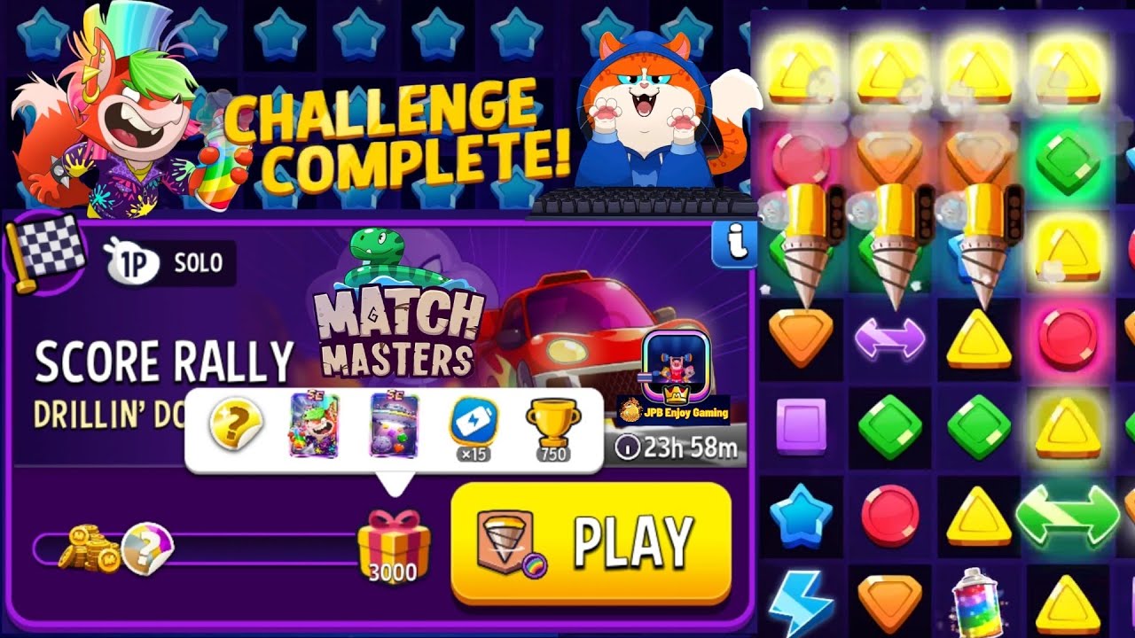 Drillin'Down+Rainbow Solo Challenge Score Rally/ 3000 Score/ Match Masters /Play 2 Boosters