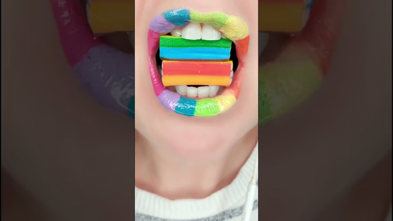 ASMR Satisfying 🌈 LGBTQ+ Pride Inspired Sweets Rainbow Bricks #foryourpride #satisfyinglips