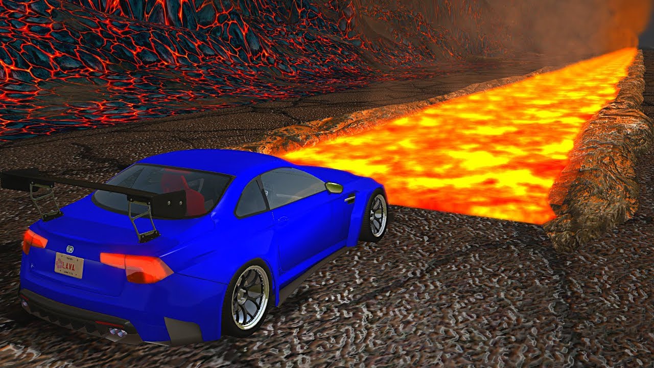 Cars Driving on Hot Lava Road - BeamNG.drive