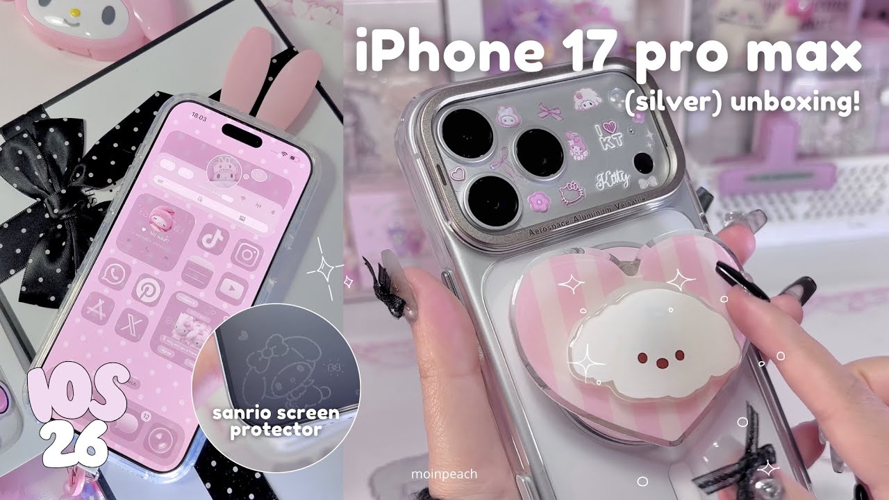 Распаковка iPhone 17 Pro Max (серебристый)  эстетичная и милая настройка домашнего экрана iOS 26...