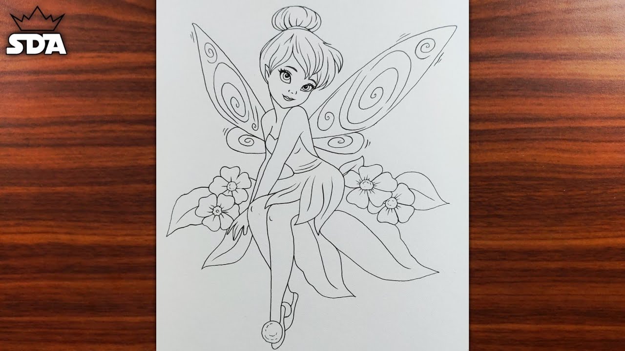 How to Draw Tinkerbell Step by Step Easy | Disney Fairy