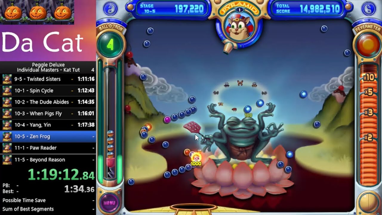 Peggle Deluxe - Individual Masters Speedrun - Kat Tut - 1:40:21