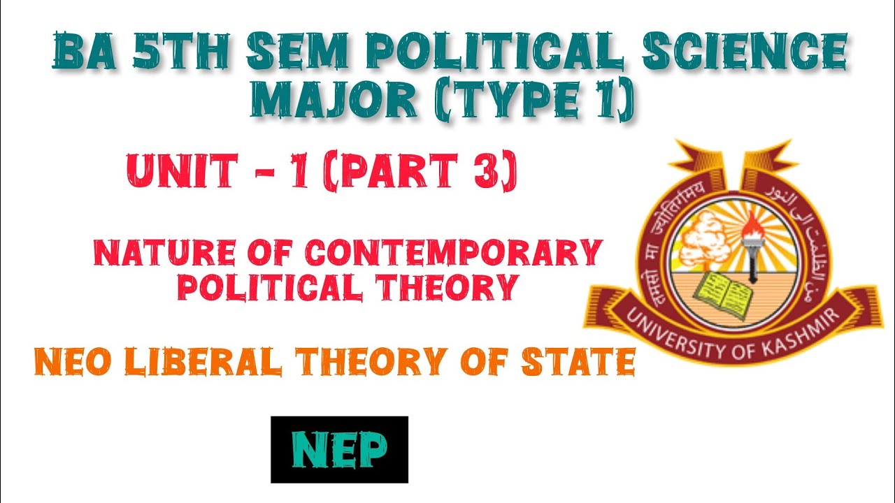 NEO-LIBERAL THEORY OF STATE | BA 5th Sem Political science Major (CT-1) NEP