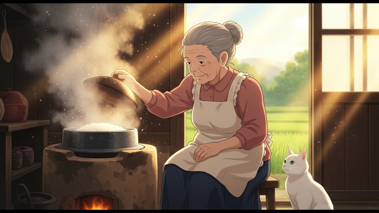 Cooking Rice in a Traditional Pot | Ghibli Style | Peace village life