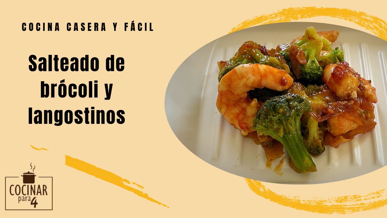 Salteado de brócoli y langostinos