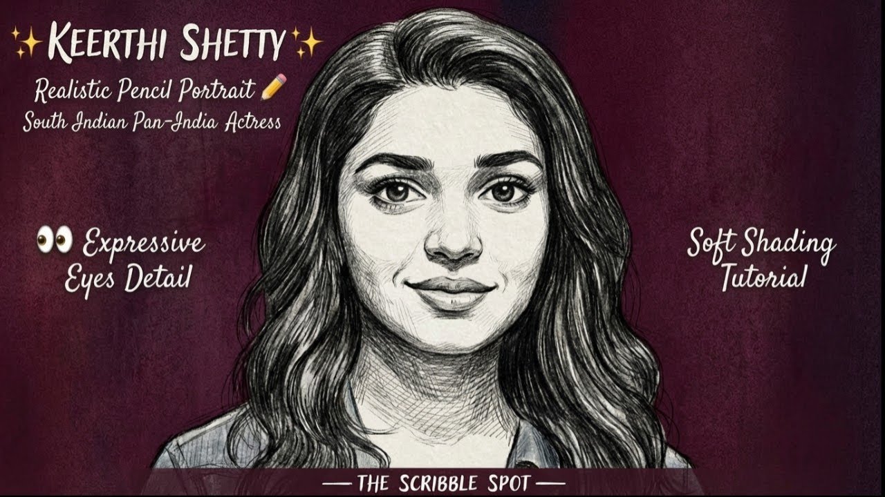 KEERTHI SHETTY Realistic Portrait Drawing ✏️ | South Indian Pan-India Actress