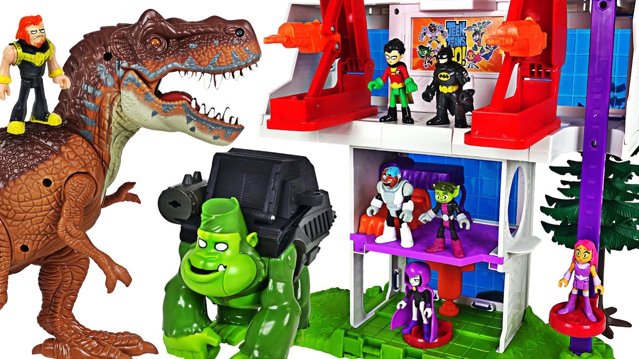 Teen Titans Go Tower! Go! Defeat the villain and dinosaurs with Batman! 