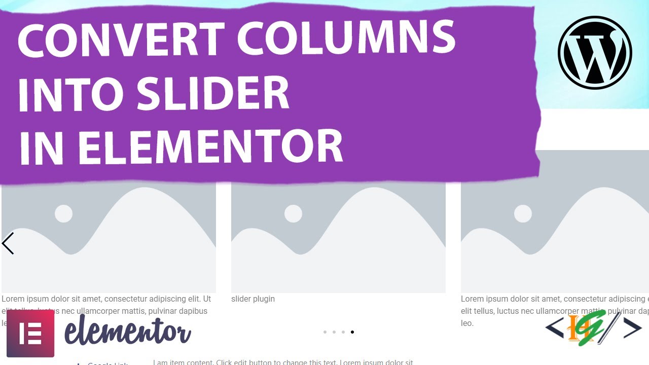 How to Convert Columns Container into Slider using Plugin in Elementor WordPress | Slide