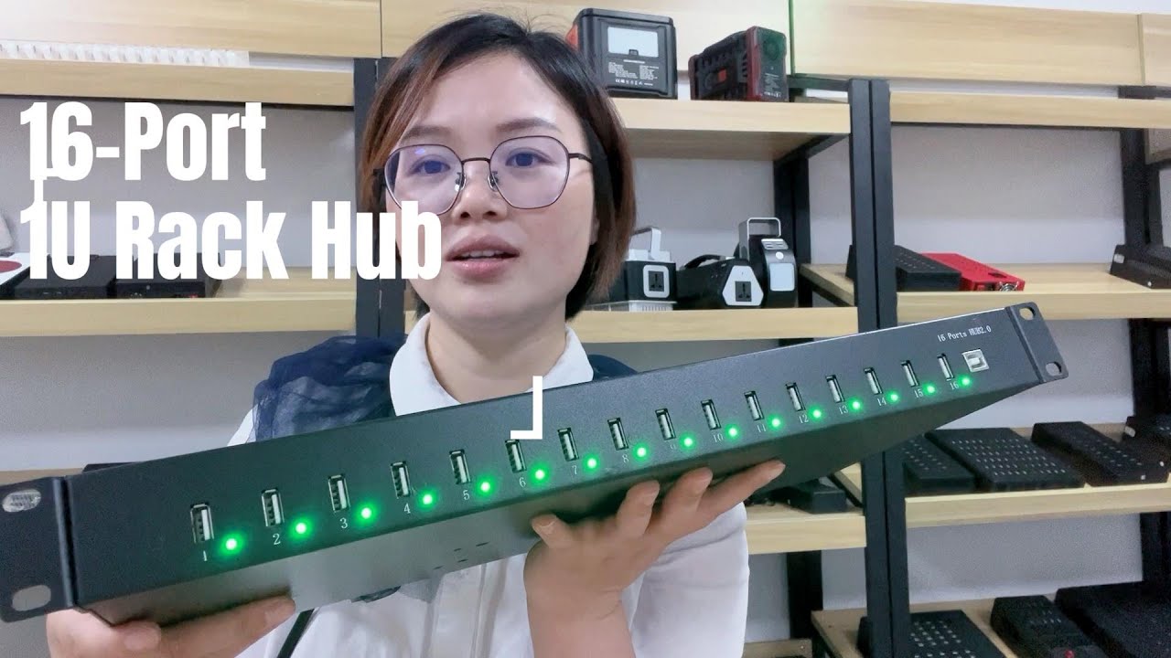 Efficient and Compact: 16-Port 1U Rack Hub with USB 2.0 Interface