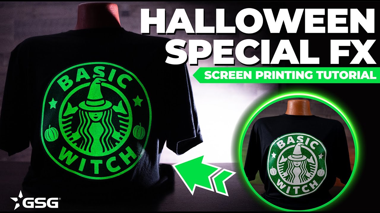 Screen Printing Glow in the Dark Tutorial and How to Screen Print Glitter | Halloween T Shirt