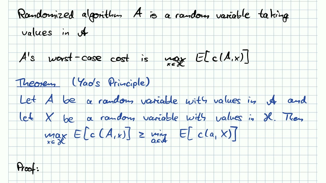 AaU, SoSe21: Lecture 6 (Yao's Principle)