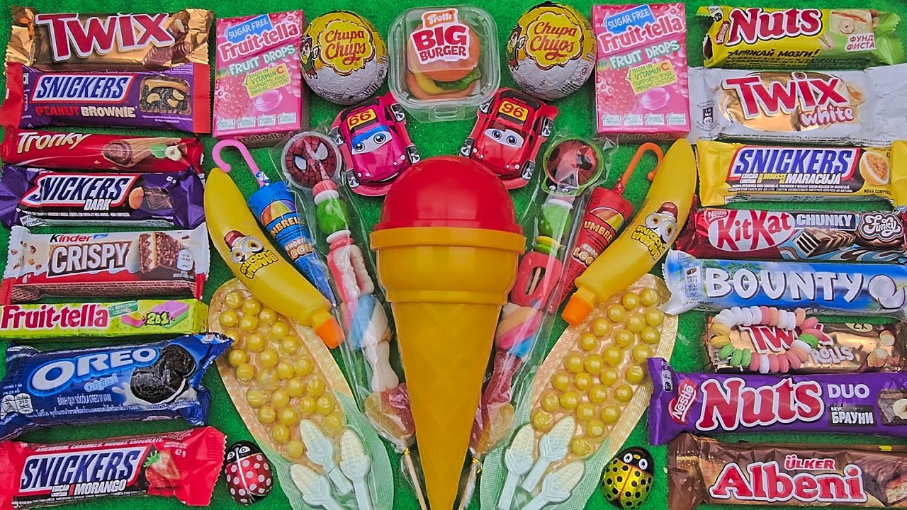 ASMR Most Popular Candys / some lots of colorful rainbow lollipop candy / unpacking chocolate eat
