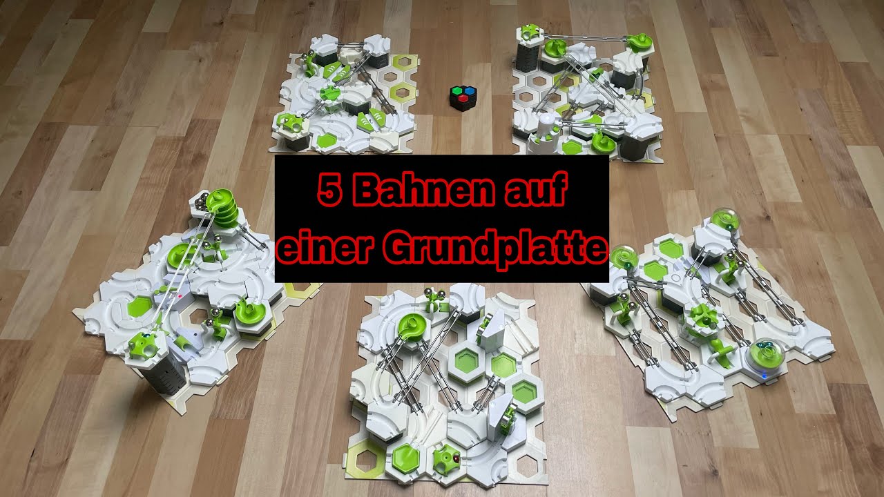 5 Gravitrax Power Bahnen auf einer Grundplatte
