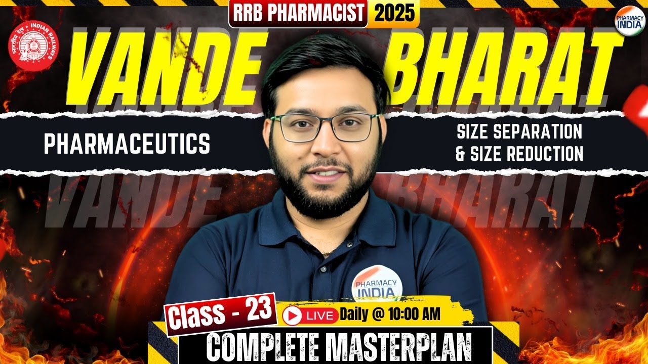 RRB Pharmacist | Size Separation & Size Reduction | Pharmaceutics | Vande Bharat Series #pharma