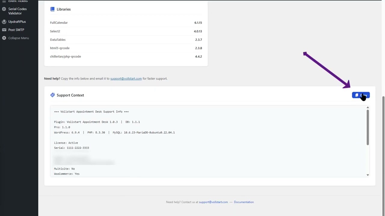 Support Request in Seconds &mdash; Copy All System Info With One Click - Vollstart Appointment Desk Tour