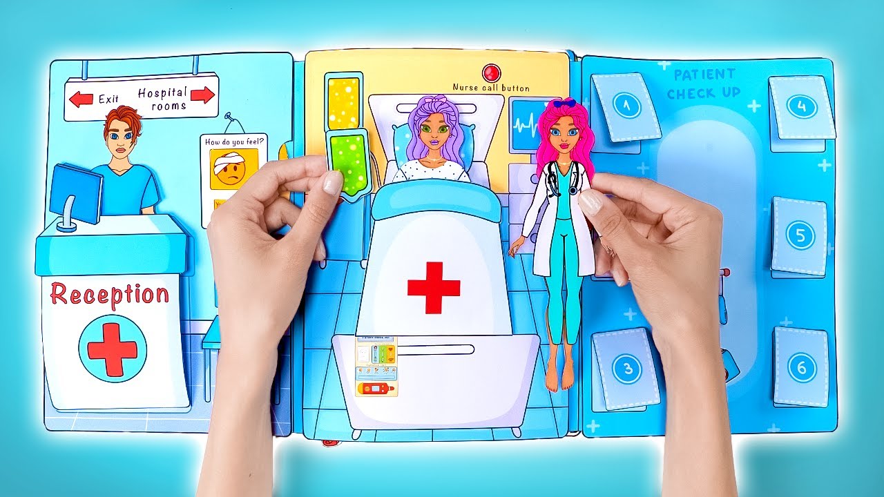 COMO CONSTRUIR UM HOSPITAL DE PAPEL 🏥📚 EM UM ÁLBUM || ARTESANATO LEGAL