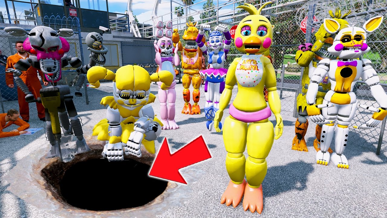 GIRL ANIMATRONICS ULTIMATE PRISON BREAK! (GTA 5 Mods FNAF Funny Moments) RedHatter
