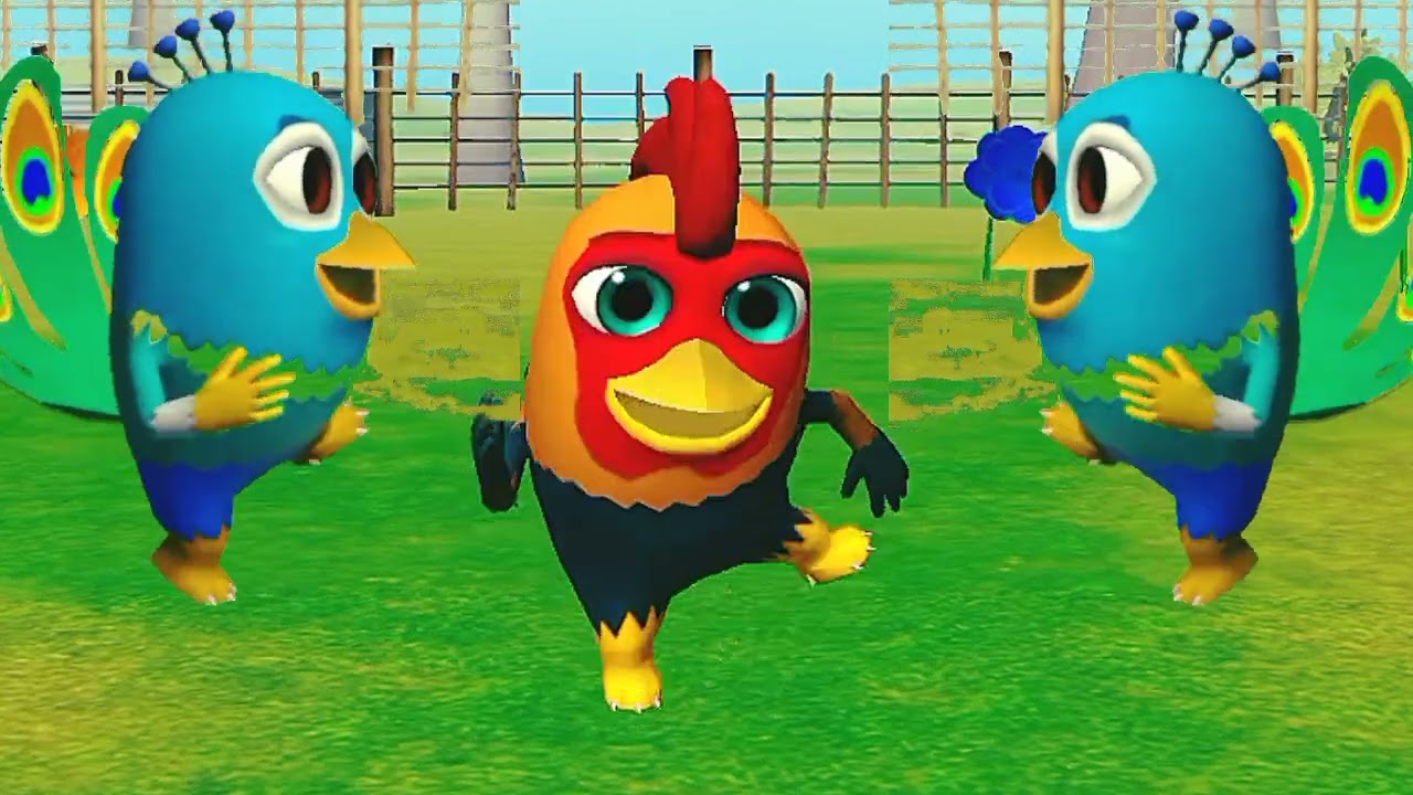 Peacock 🦚 vs Rooster 🐓||El Pollito Pio 3d-Canciones de la granja de zenon||Jamjok Kamnox 66K
