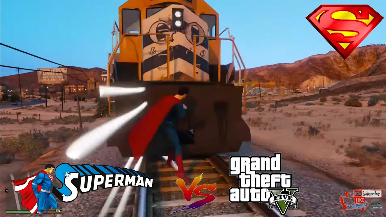 GTA 5 - Superman Vs Train | Can Superman Stop The Train?