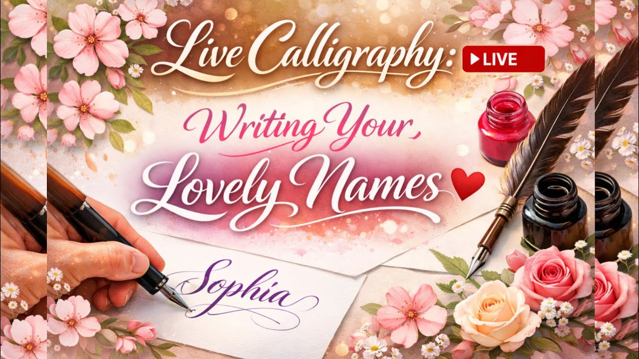 🌸 Live Calligraphy: Writing Your Lovely Names ♥️
