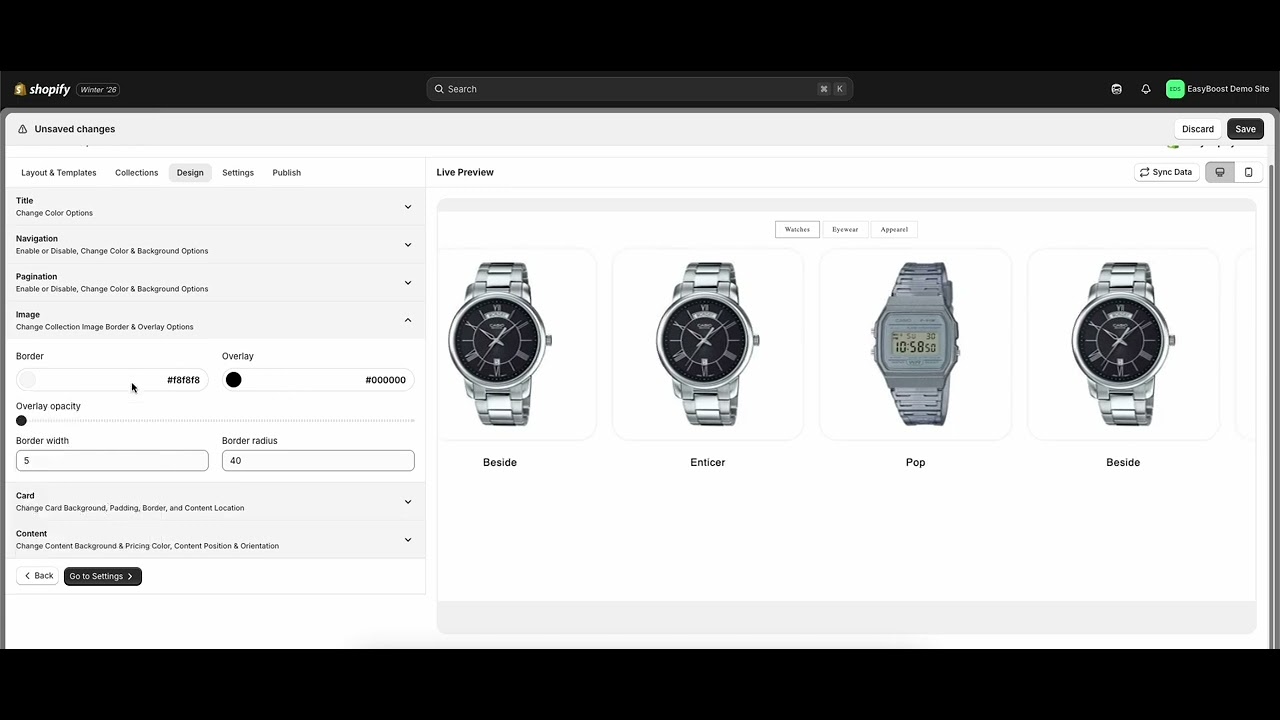How to Set Up & Customize Collection Tabs with EasyBoost on your Shopify store
