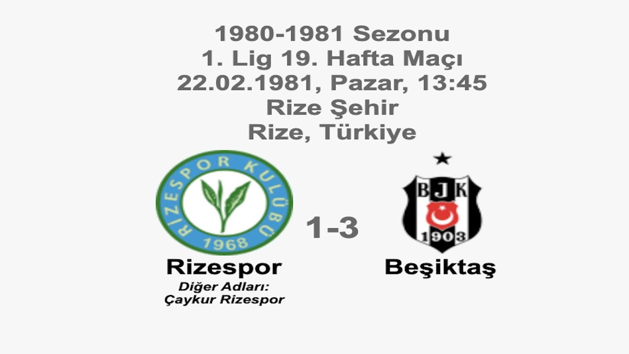 Rizespor 1-3 Beşiktaş 22.02.1981 - 1980-1981 Turkish 1st League Matchday 19