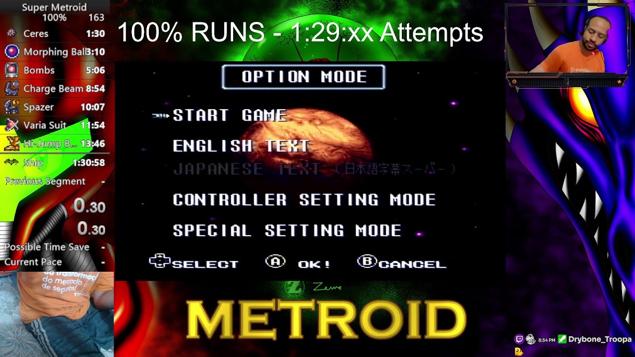 [EN-PT-ES] Super Metroid Onehanded - 100% Runs - Sub 1:30 attempts - WE GOT A 1:30:58 PB/WR GUYS!