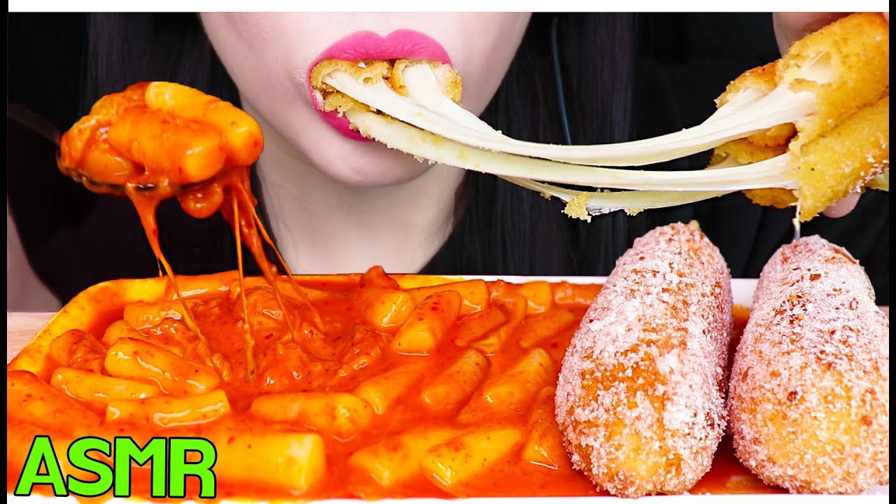 ASMR CHEESY CORN DOG, CHEESE TTEOKBOKKI, CHEESE STICKS 치즈 떡볶이, 치즈스틱, 핫도그 먹방 (EATING SOUNDS)